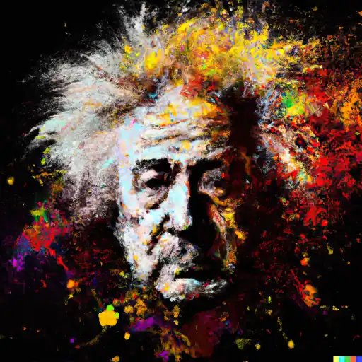 DALL·E 2022 10 25 17.09.39   picture of colorful mud explosions and paint splashes and splitters but as portrait of albert einstein, black red and gold gigapixel low_res scale 6_00x